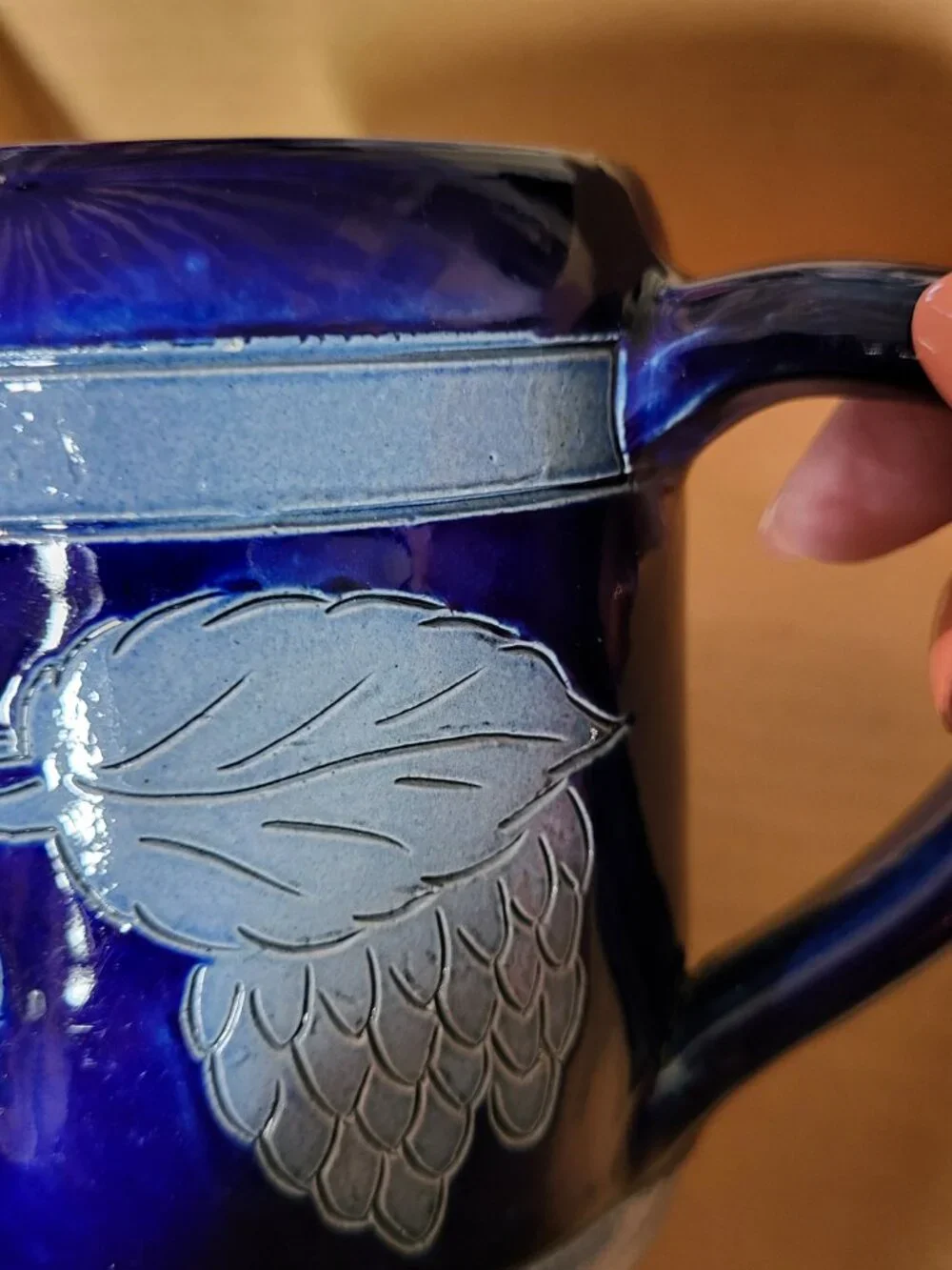 Vintage Betschdorf France Salt Glazed Pottery Beer Mug Stein Grape H Remmy